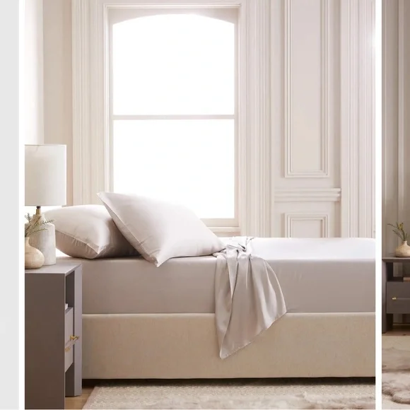 Quince  Bamboo Sheets Set (with flat sheet) Sand. Queen size NWT - Picture 3 of 6